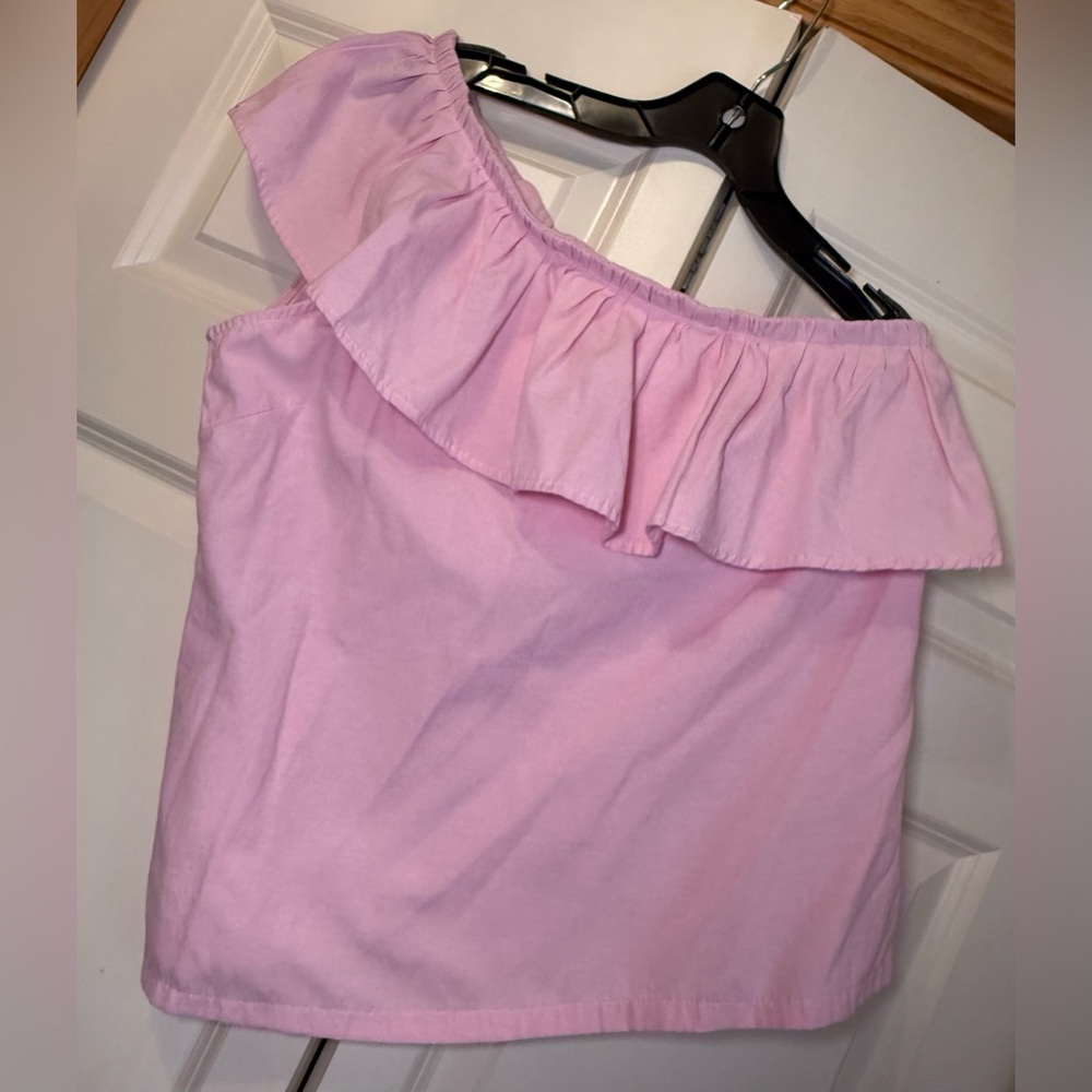 TCEC Light Pink Ruffled One Shoulder Blouse